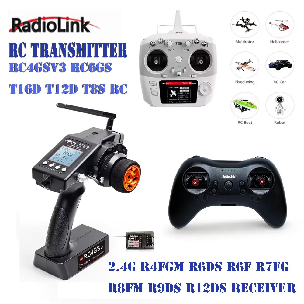 Original RadioLink 2.4G RC Transmitter RC4GSV3 RC6GS T16D T12D T8S R4FGM R6DS R6F R7FG R8FM R9DS R12DS Receiver Fit RC Car Plane