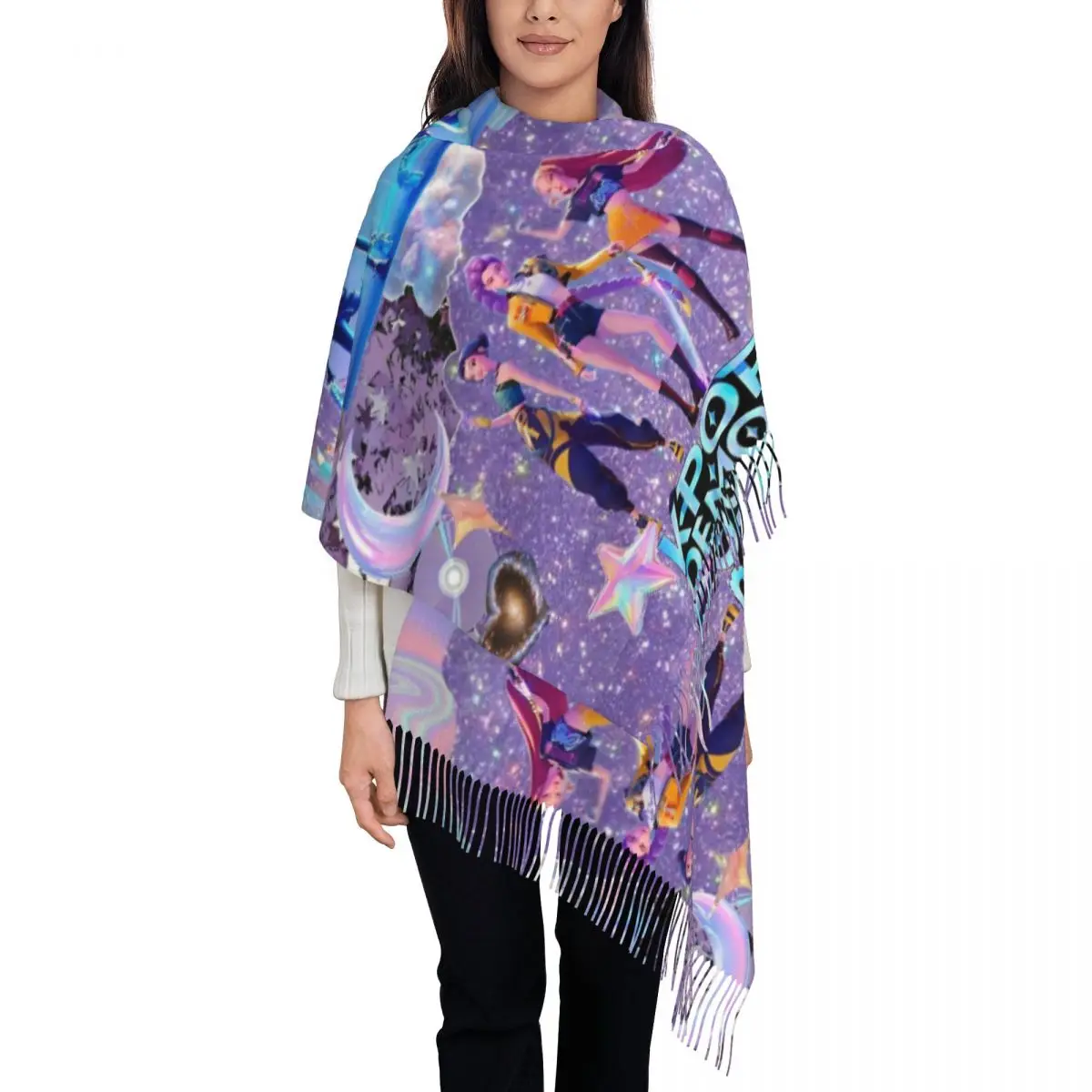 

Huntrix Zoey Rumi Mira шаль для женщин зимний теплый длинный мягкий шарф KPop охотники на демонов шейный платок шарфы с кисточками