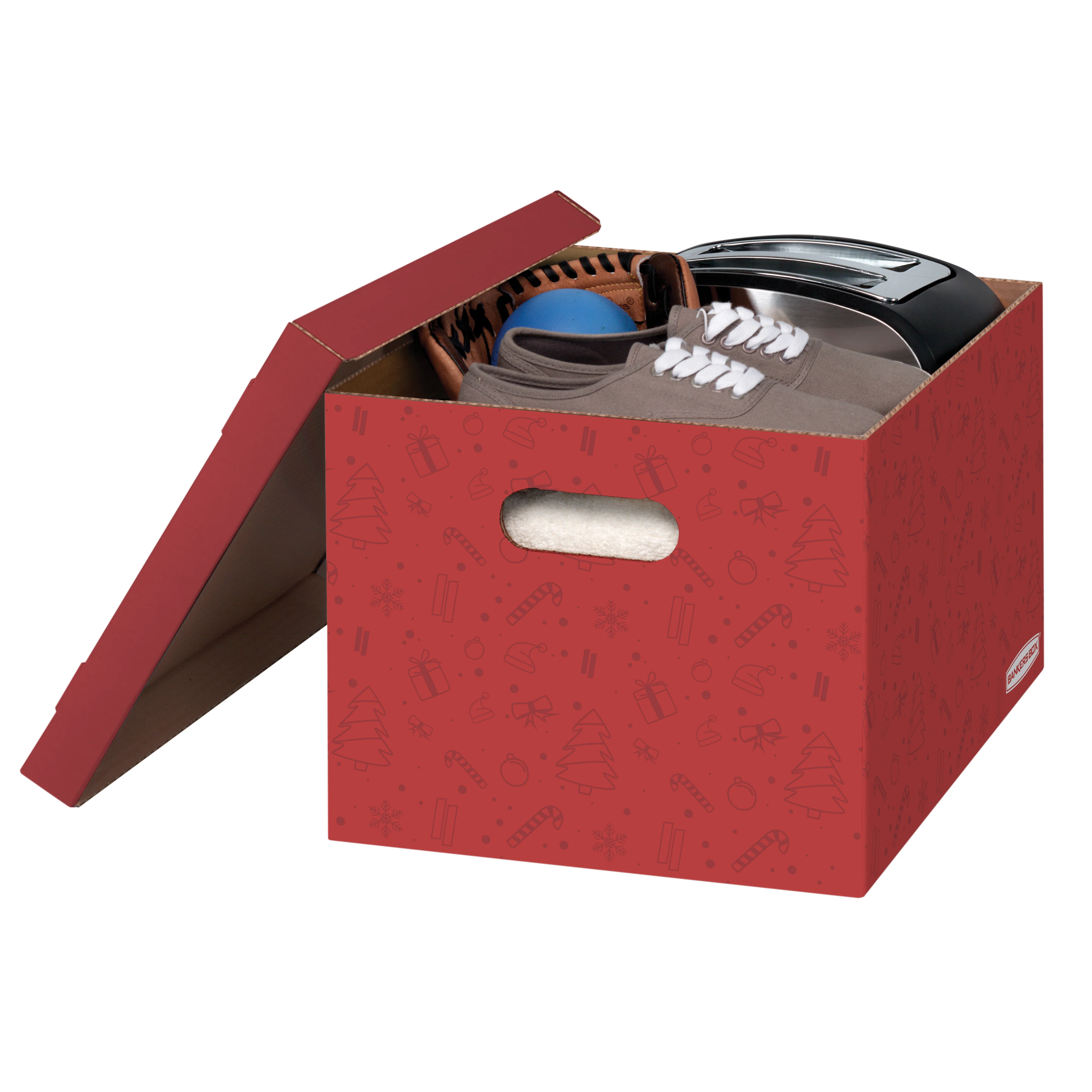 Holiday Corrugate Storage Box, 5 Pack, Red