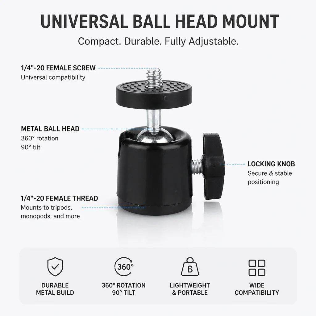 Uniwersalna mini głowica kulow – Photography Lighting Description recenzja i cena