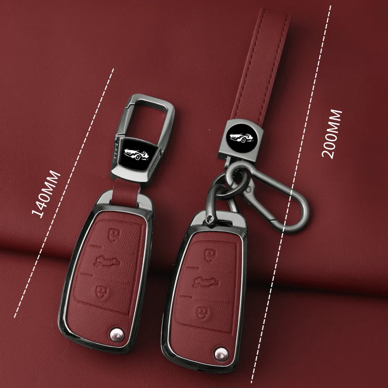 Metal Leather Car Key Case Cover For Audi A1 A3 8P 8L A4 A5 B6 B7 A6 A7 C5 C6 4F Q3 Q5 Q7 Q8 TT S3 S4 S6 RS Protector Keychain