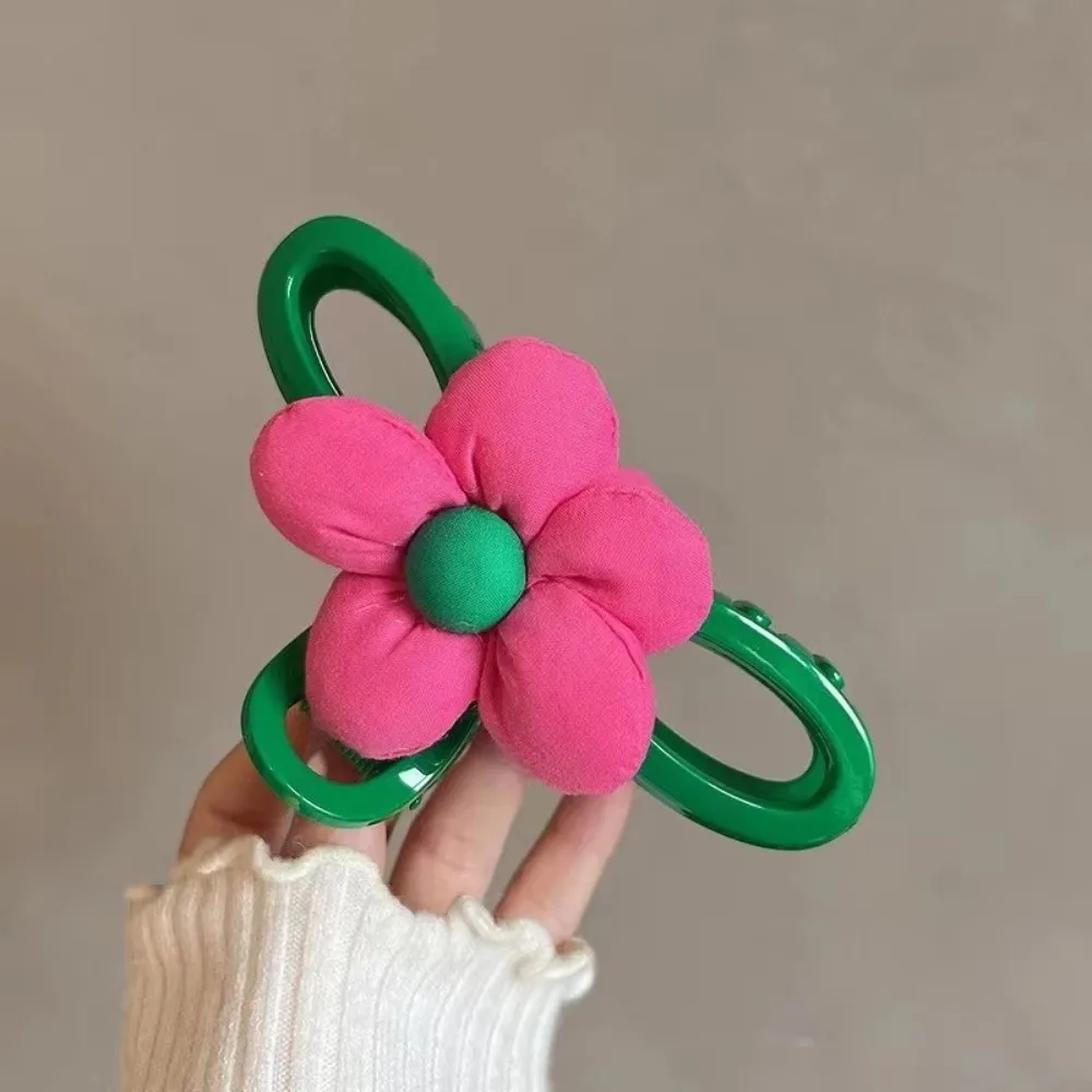 أزياء الأخضر زهرة Hairgrip مشبك شعر كبير لطيف القرش كليب مشبك شعر البلاستيك استيعاب كليب النساء