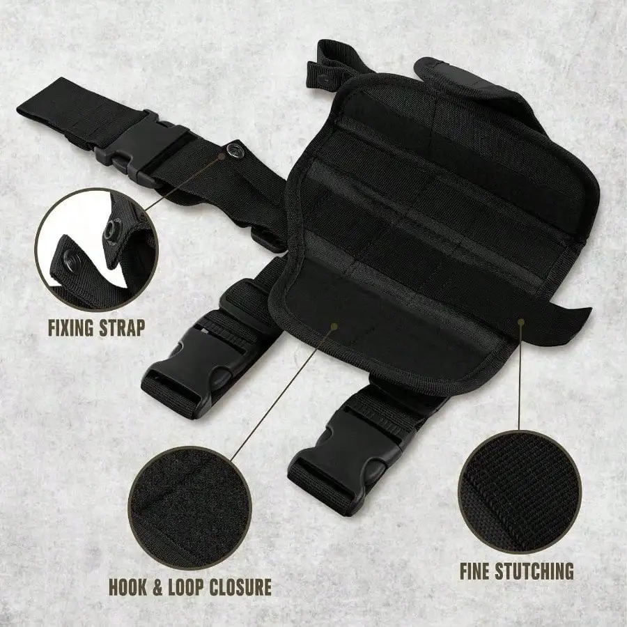 قطعة واحدة من حافظة الفخذ التكتيكية اليمنى - سحب سريع قابل للتعديل مع حقيبة المجلات، نايلون 600D لـ CS Field & Airsoft #3