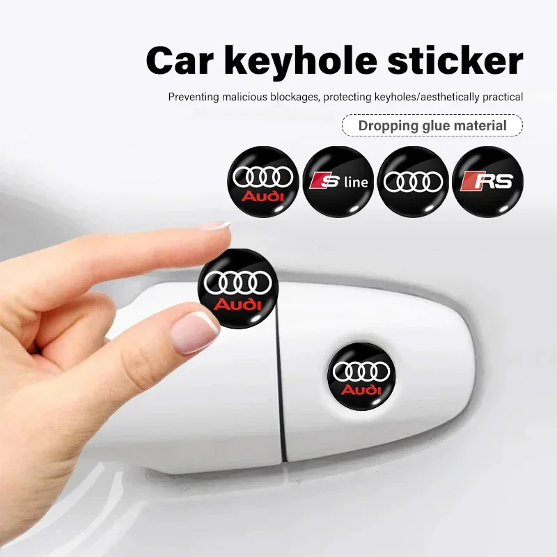 15mm Car Lock Keyhole Sticker Door Lock Protect Car Sticker For Audi A1 A3 8P 8V A4 A5 A6 A7 A8 Q3 Q5 Q7 Q8 Sline TT SQ3 SQ5 SQ6