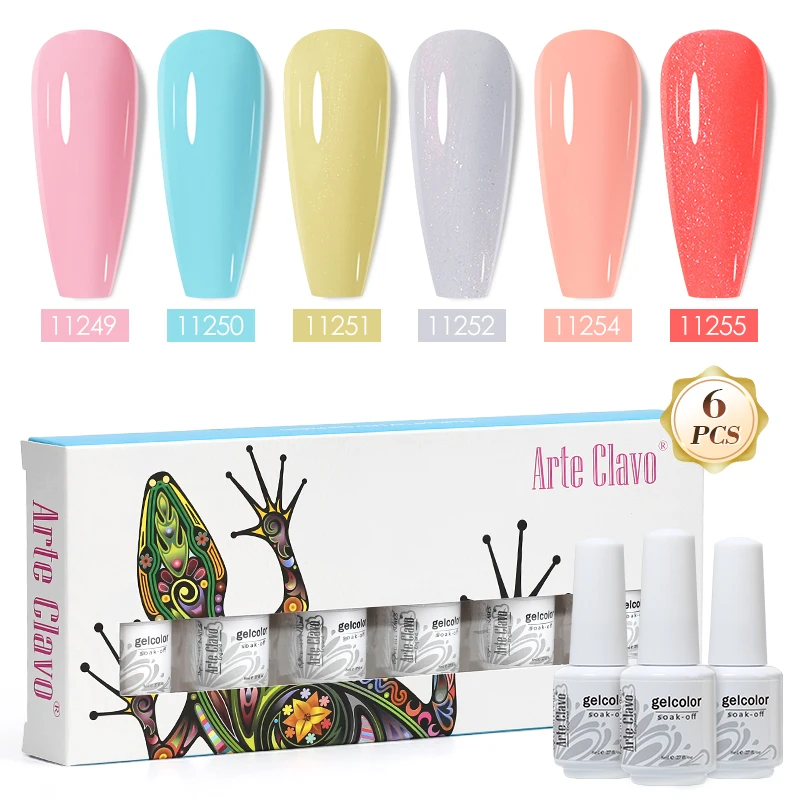 Arte Clavo-Kit de Esmalte de Gel para uñas, 6 colores, 8ML, suministros para uñas, Vernis semipermanente para manicura, juego de Esmaltes de Gel UV