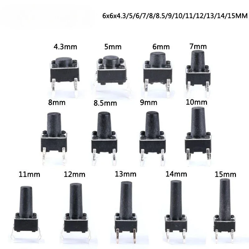 20 sztuk PCB chwilowy dotykowy takt Mini Panel przełączników wciskanych DIP 4Pin mikroprzełącznik 6*6*4.3/5/6/7/8/8.5/9/10/11/12/13/14/15MM