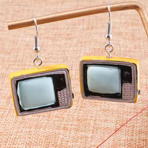 Creative Funny Telephone TV Radio Drop Earrings for Women Girls Party Holiday Jewelry Gifts