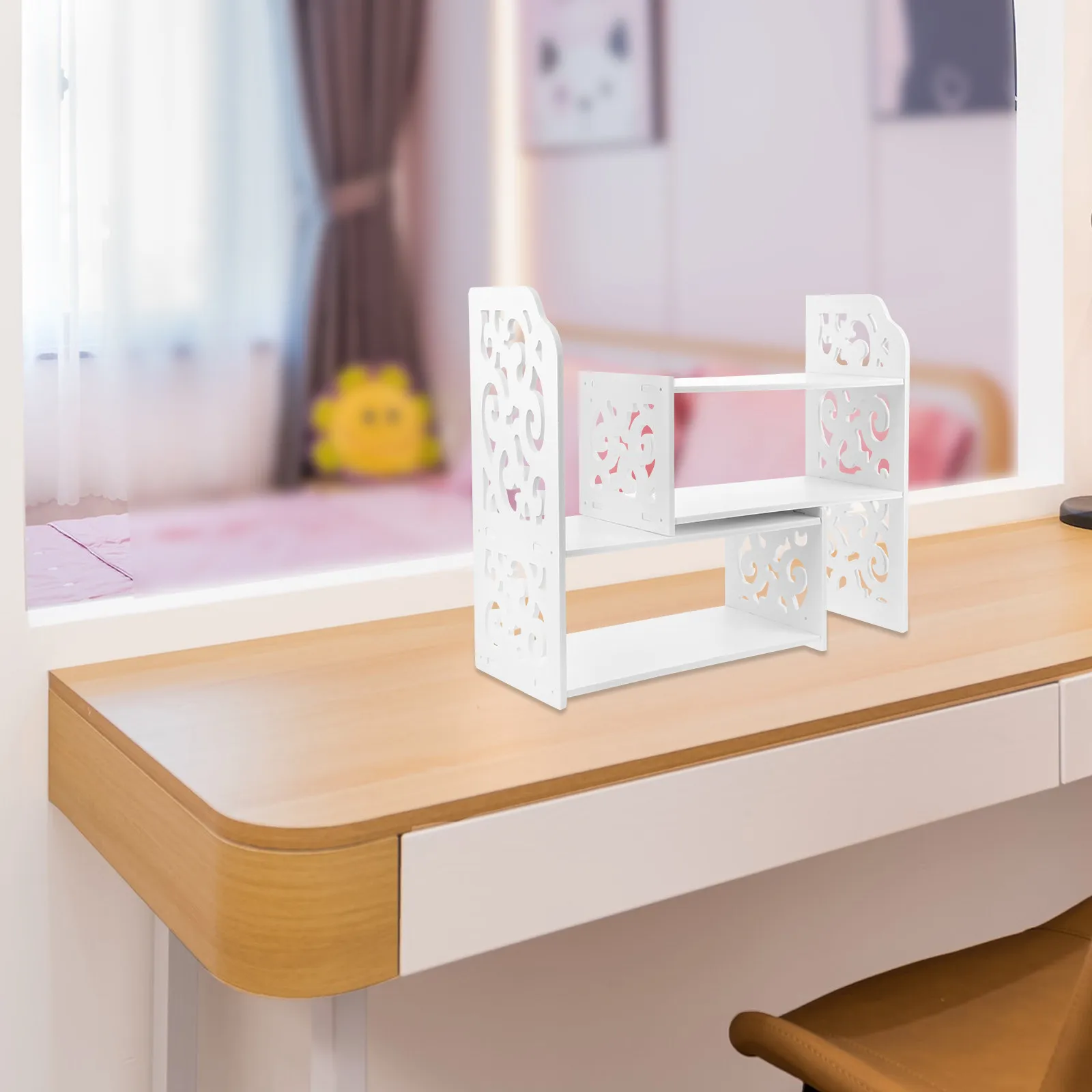Versatile Extendable Desk Shelf Desktop Bookshelf Organizer with Smooth Surface Sturdy Construction for Students Professionals