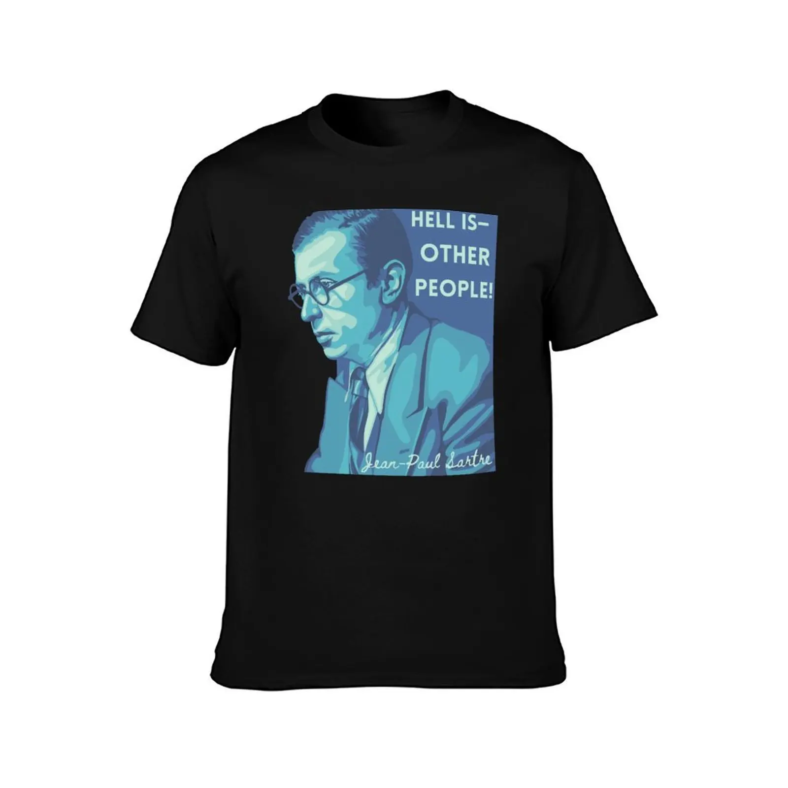 Jean-Paul Sartre Portrait and Quote T-Shirt Summer Casual Loose T-Shirt