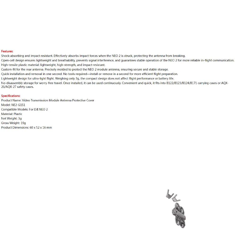 

Digital Transceiver Protector for DJI Neo 2,Antenna Transceiver Transmitter Module Protector Antenna Protection Case Cover Guard