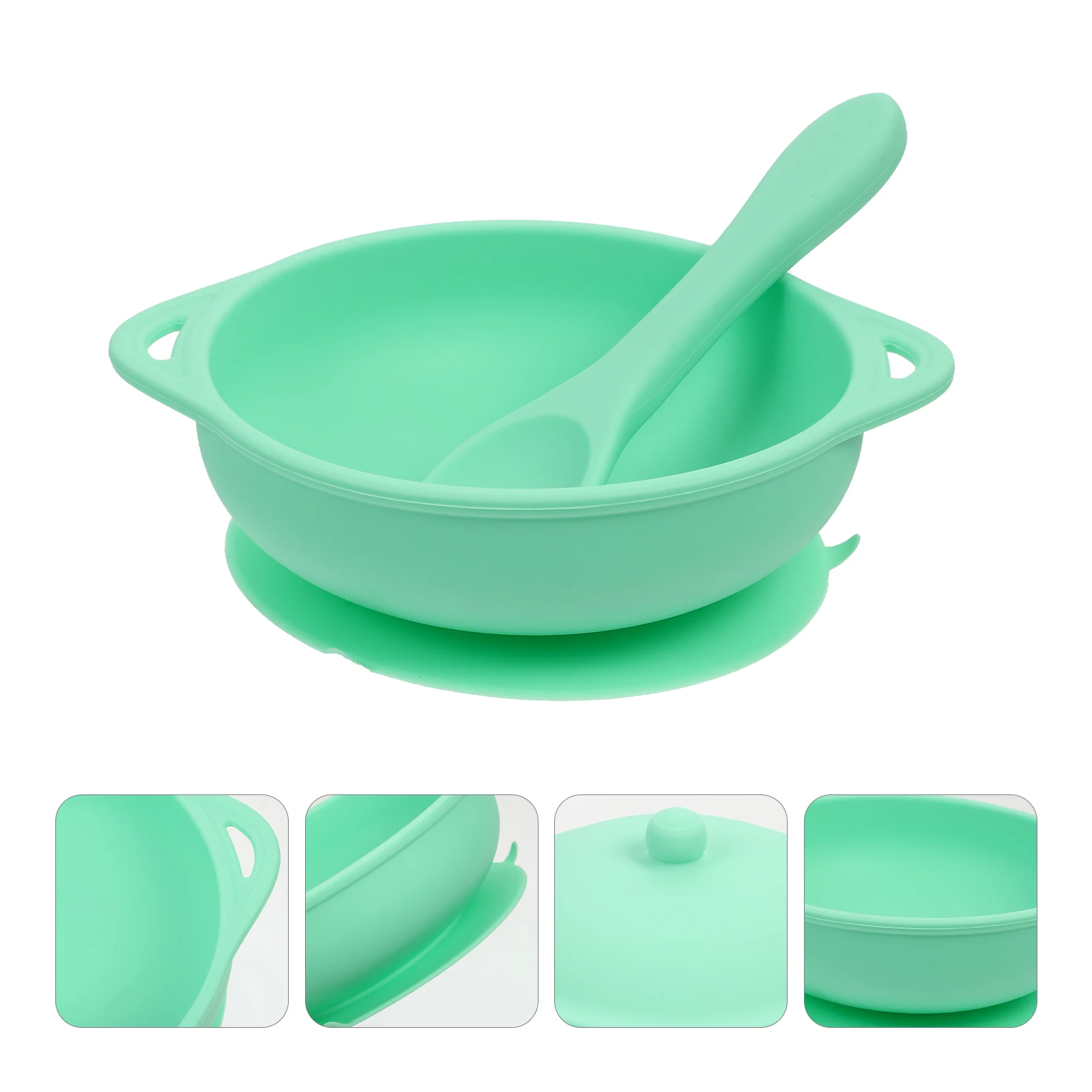 

Silicone Suction Bowl Baby Feeding Bowls Spoons Anti-spill Non-slip Design Bright Color Special Shape Infants Mealtime Training