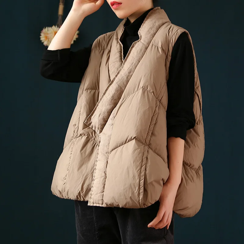 

2024 Fashion Down Vest Women Luxury Designer Sleeveless Jacket 90% Duck Down Gilet Autumn Winter Korean Female Waistcoat