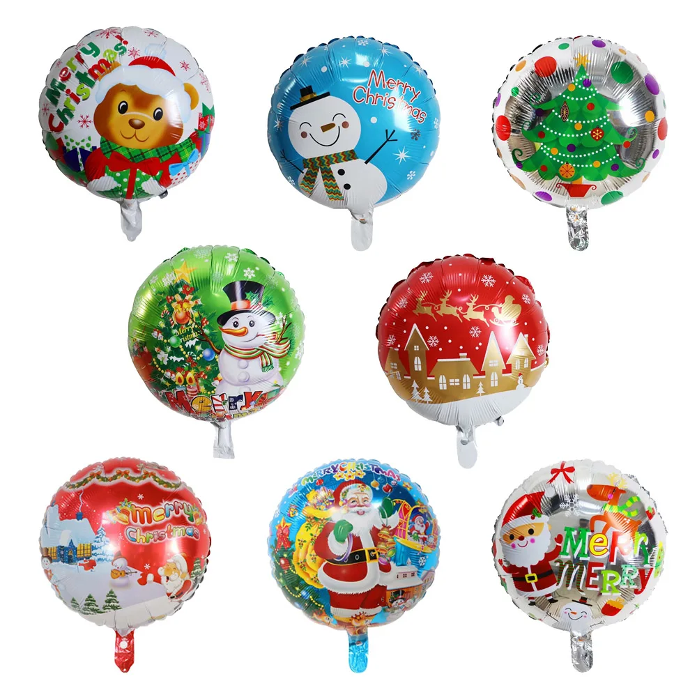 Globos de helio de Feliz Navidad, adorno de árbol de Navidad, muñeco de nieve, Papá Noel, decoraciones para fiesta, Baby Shower, 10 piezas y 18 pulgadas