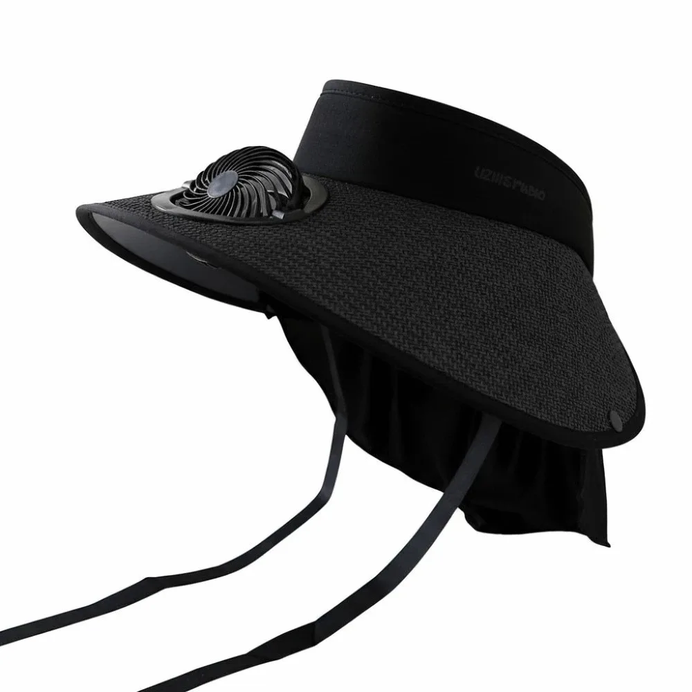 Portable Rechargeable Fan Hat Adjustable Long-lasting Fishing Sun Shading Cap with Neck Shawl Lightweight Wide Brim Fan Hat