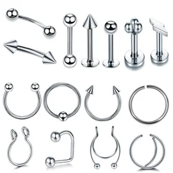 1PC Steel Hinged Segment Nose Rings Horseshoe Hoop Women Septum Clicker Piercing Sexy Labret Eyebrow Ring Ear Tragus Jewelry