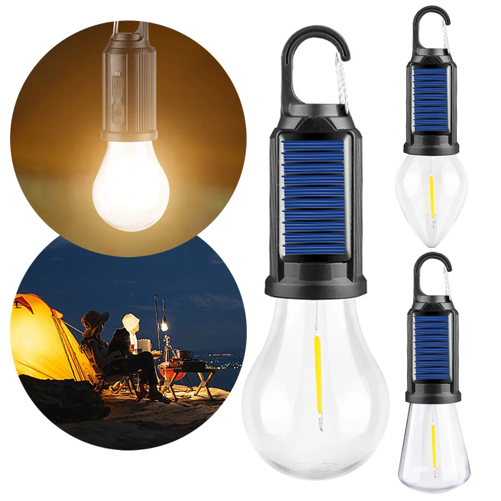 Lámpara LED de Camping alimentada por energía Solar, linterna de iluminación LED de carga USB, lámpara de mano portátil impermeable de 100LM para barbacoa al aire libre y Camping