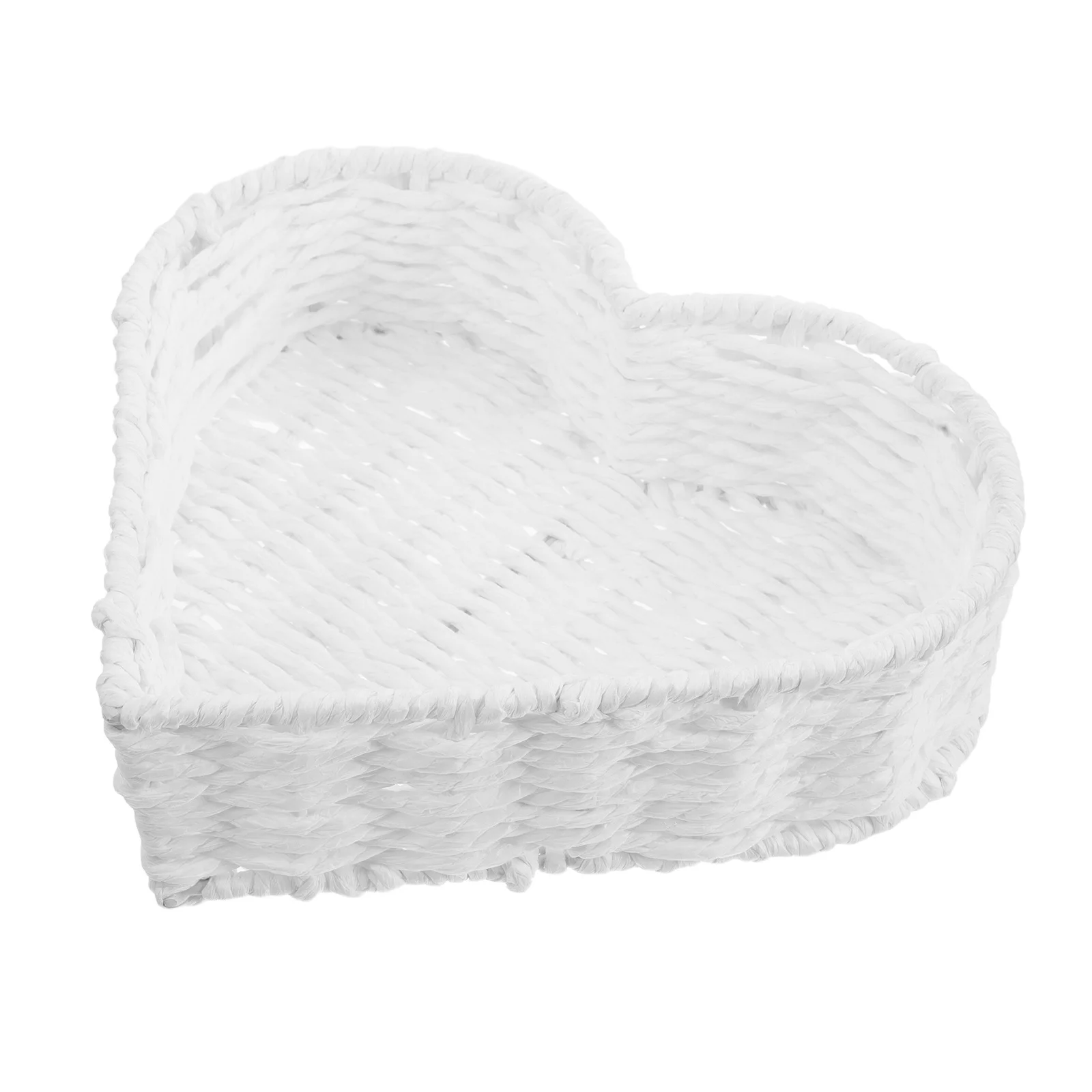 

Decorative Heart Woven Fruit Basket Lightweight Yet Strong Paper Rope Construction for Kitchen Pantry Coffee Table Organization