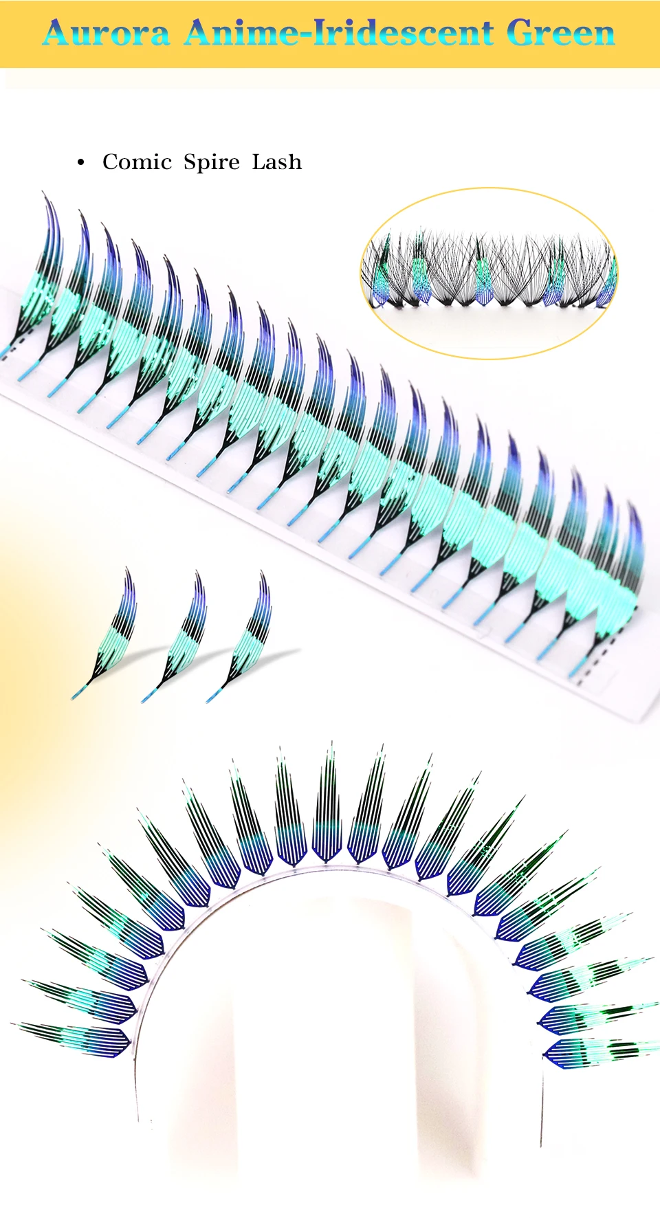 Neue Tinsel Vorgefertigte Fächer-Wimpernverlängerungen Holographische Anime Tower Tips Pro Made Wimpern Comic Feather Super Weiche Falsche Wimpern – Detail 3