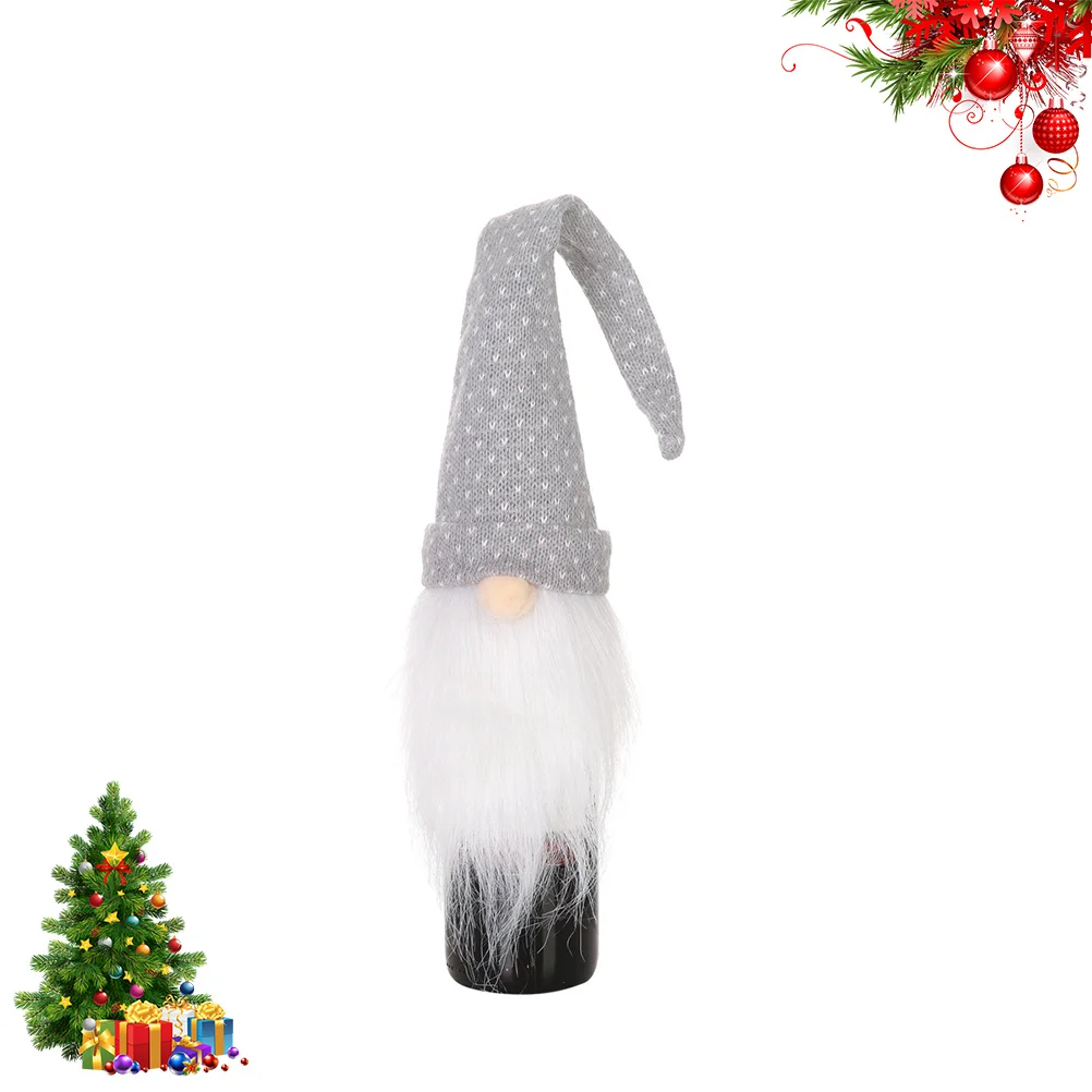 

Christmas Wine Bottle Cover White Beard Santa Claus Stylish Holiday Party Table Decoration Wine Cover for Banquet