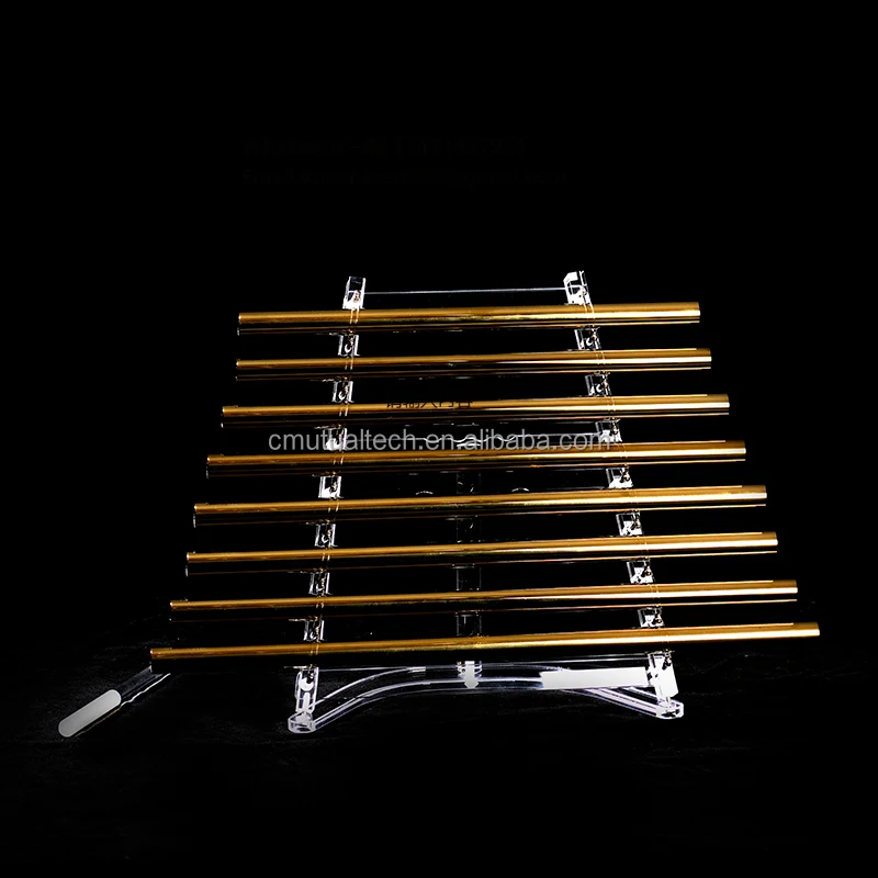 Q're Gold 8-Note Quartz Crystal Harp 432Hz Pure Crystal Sound Healing Instrument with Alumina Case
