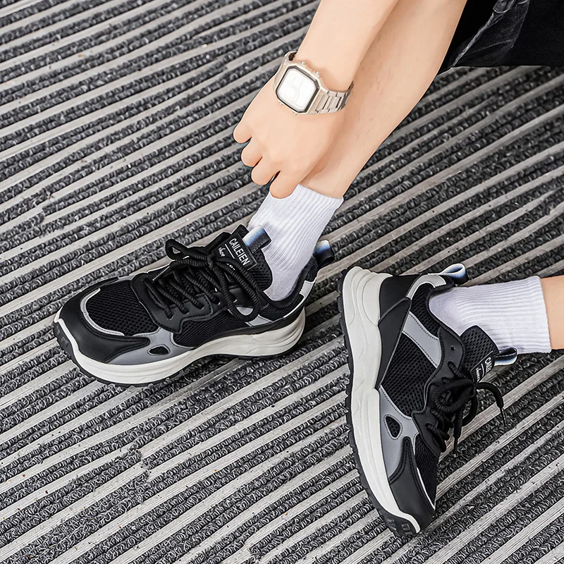 New single-mesh hollow breathable dad shoes for students, versatile soft-soled shoes, non-slip, wear-resistant men's shoes