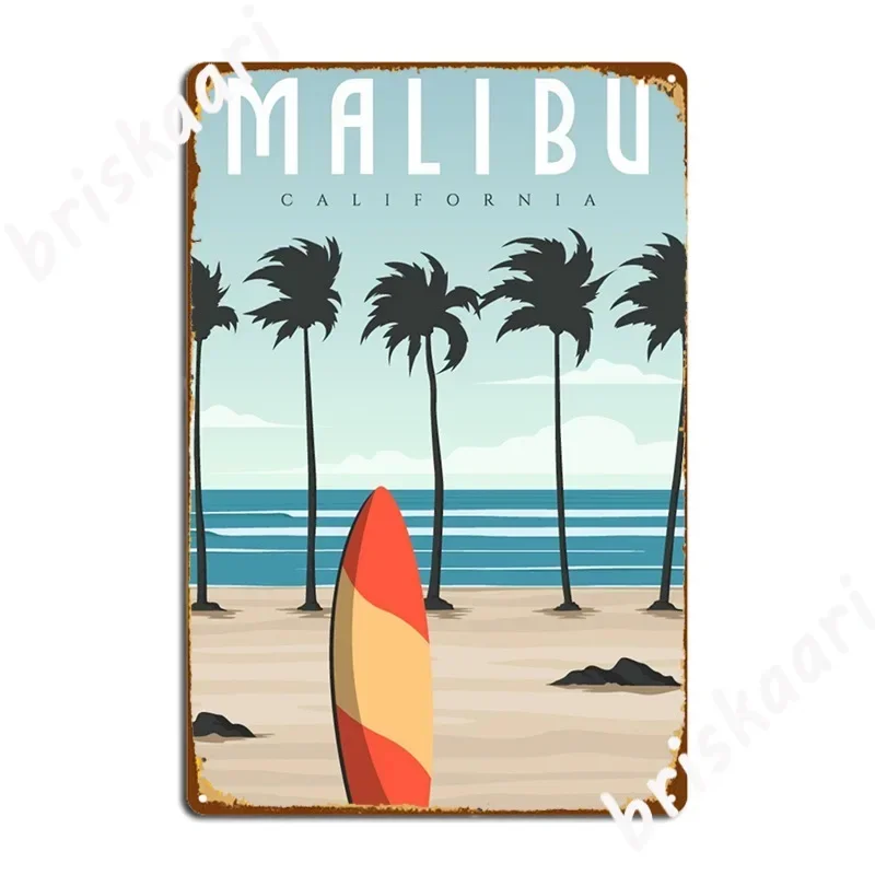 Vintage Malibu California Poster Metallschild Wanddekoration Wohnzimmer Malerei Dekor Blechschild Poster