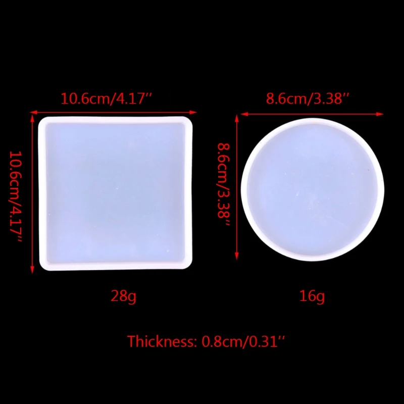 ZB91 Силиконовые формы для ковриков для чашек, круглые/квадратные формы для чая смешанного стиля на Рождество