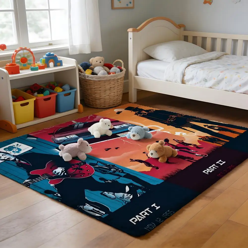 

Floor Mat Soft Flannel Rug Non-Slip Absorbent Mat for Bathroom Bedroom Home Decor R-Retro Back To The Future movie