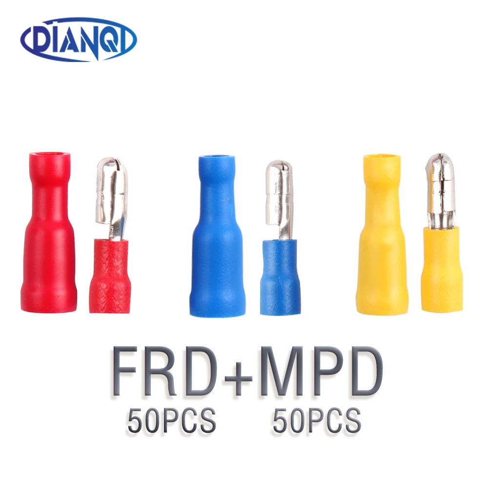 DIANQI MPD+FRD 100PCS Bullet Shaped Female Male Insulating Joint Wire Connector Electrical Crimp Terminal FRD+MPD MPD FRD