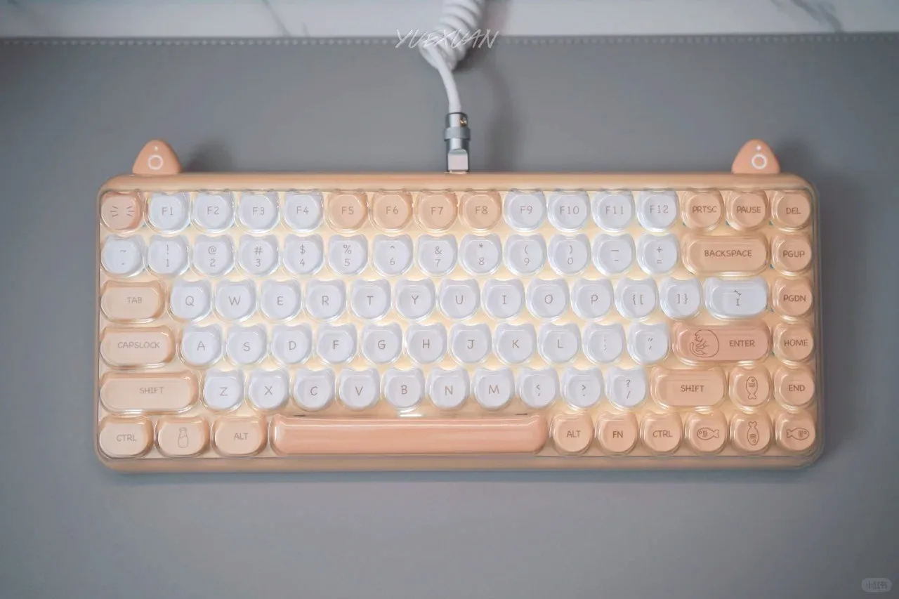 Tastiera meccanica Bluetooth IQUNIX M80 Cat Tastiera da gioco retroilluminata bianca dual-mode wireless gialla arancione