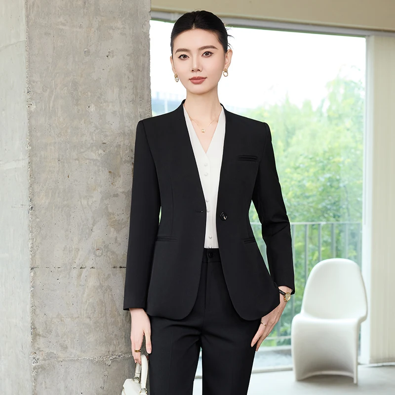 Tailleur pantalone formali da donna Abbigliamento da lavoro professionale da lavoro con pantaloni e giacche Cappotto Set di abbigliamento per blazer per interviste carriera