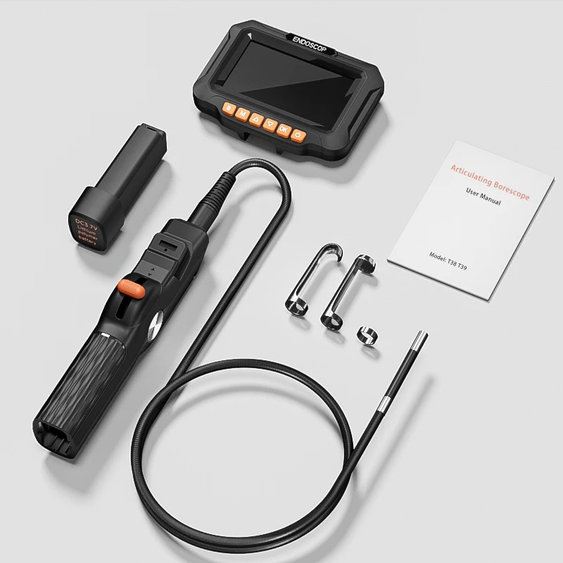 

2-Way Articulating Endoscope Two Way 360° 180° Joystick Steering Rotation Camera 1080P Car Inspection Borescope Battery Optional