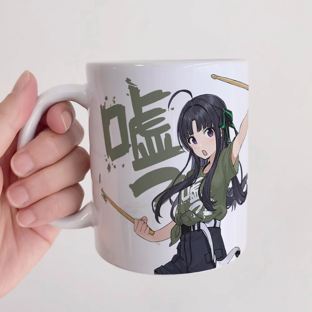 Anime Girls Band Cry Water Cup Ceramic Mugs Coffee With Lid Spoon Cosplay