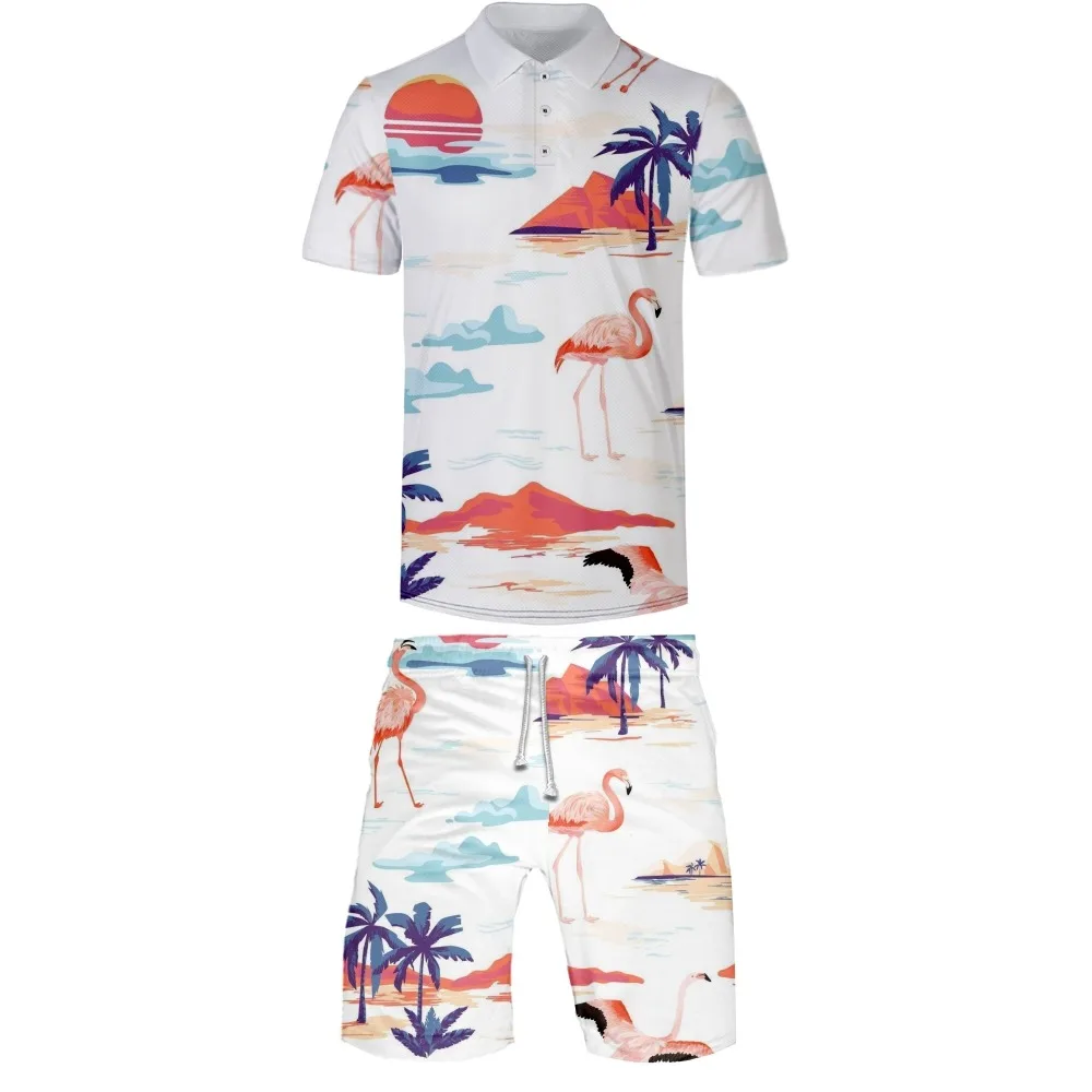 

2022 men's casual breathable golf top can be customized to match with fashionable business sports suit polo Sunset crane