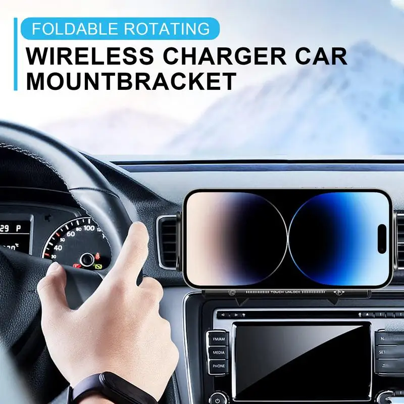 Wireless Charger For Car Cellphone Clamp Touch Rotated Retractable Automatic Clamping Smart Charger For Air Vent Road Trip