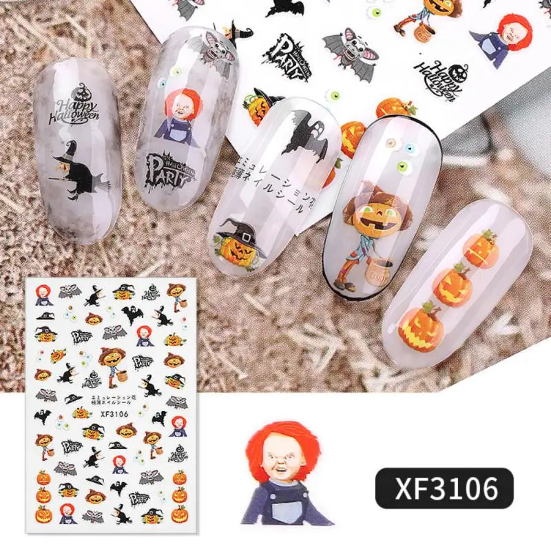 Witch Spooky Festive Nail Art Easy Application Unique Designs Long-lasting Halloween Nail Stickers For Pumpkin Lantern Elf Fun