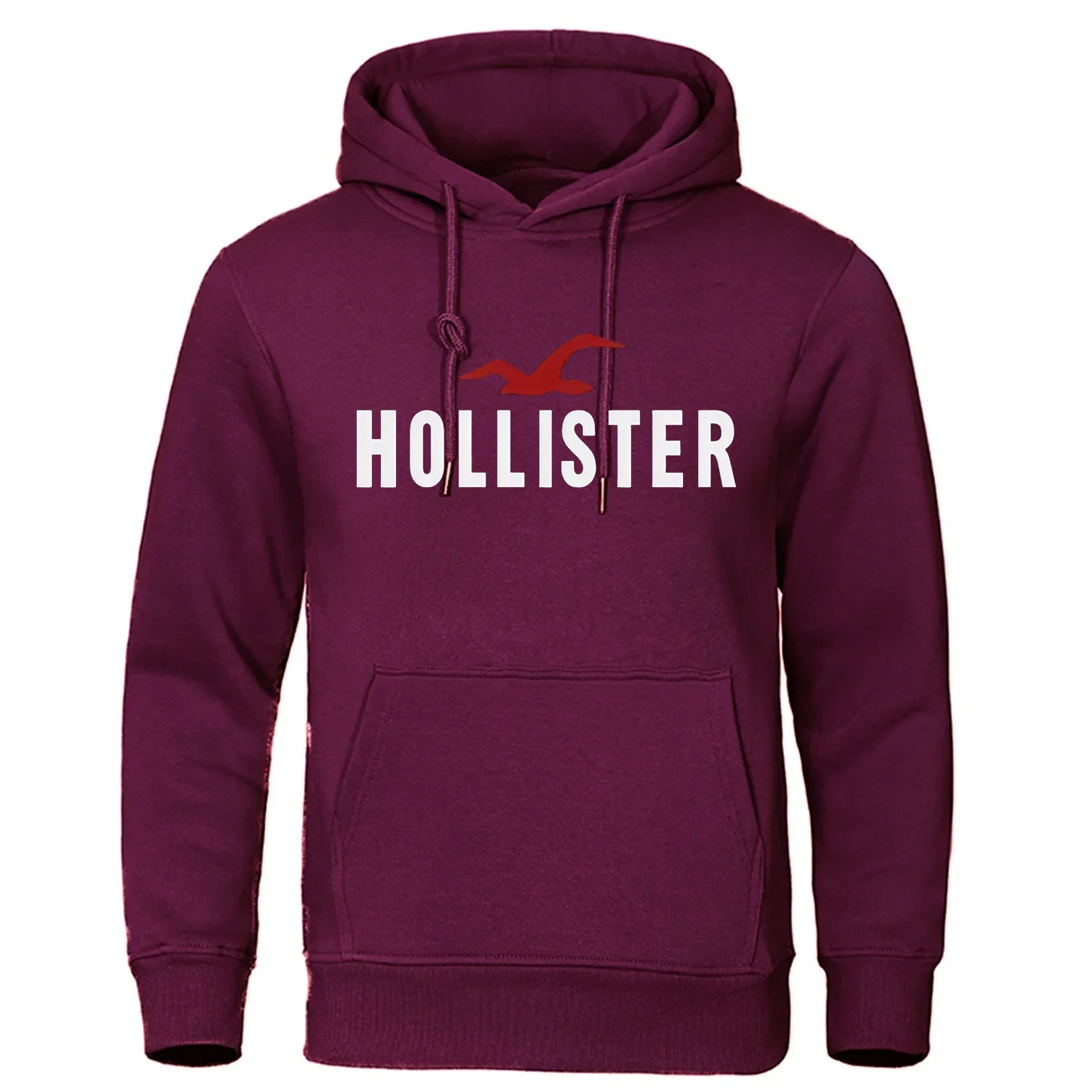 Men\'s Hollister Printed Casual Sweater, Round Collar Pullover, Hip-Hop Hoodie, Trendy New, Autumn and Winter 2024