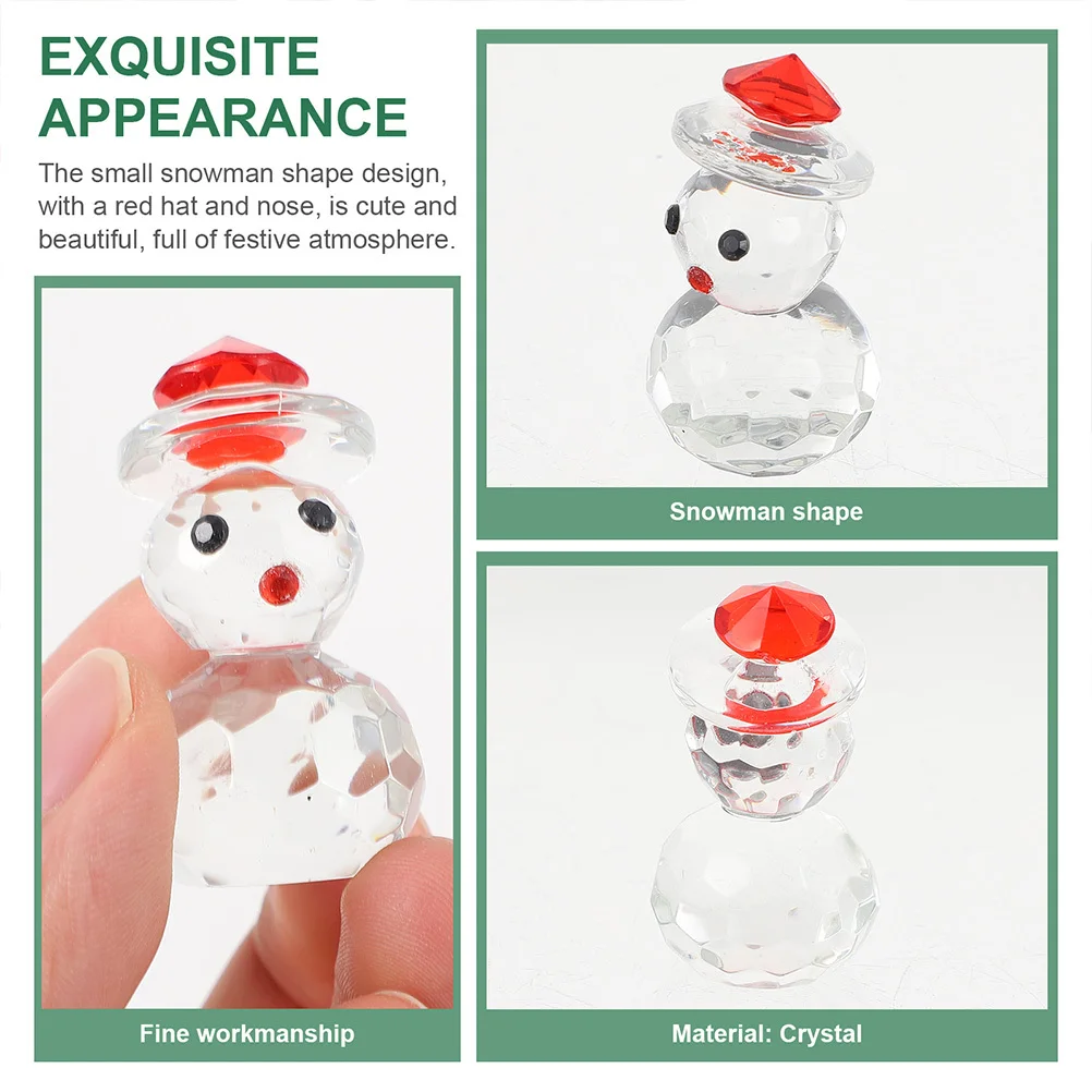 

3Pcs Christmas Snowman Crystal Statue Red Hat Red Nose Desktop Ornament Holiday Decoration Xmas Collectibles Home Office Decor