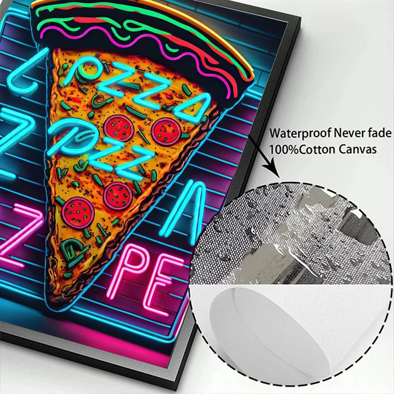 Neon Art Pizza Hamburger Coffee Ice Cream Poster Wall Canvas Painting Prints Pictures Fast Food Restaurant Club Bar Home Decor