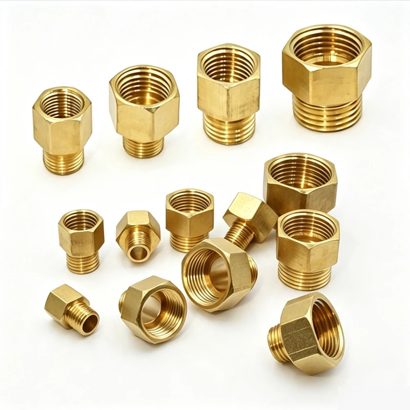 1/8" 1/4" 3/8" 1/2" Messing-Rohrverbinder mit Außengewinde auf Innengewinde, Messing-Kupplungsadapter, Gewindefitting – Detail 4