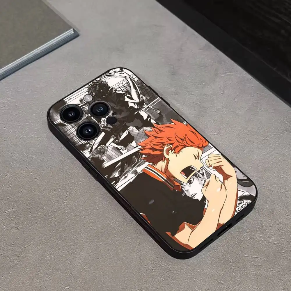 حافظة هاتف Amine H-Haikyuu لهاتف iPhone 17,16,15,14,13,12,11 Plus,Pro Max,XS,X,XR,SE,Mini,8,7,غطاء أسود من السيليكون الناعم
