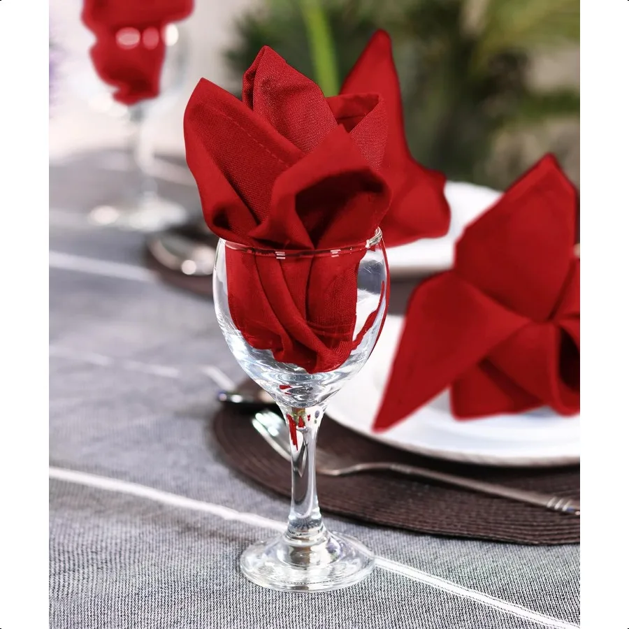 Tovaglioli di stoffa rossa Confezione da 12 tovaglioli ideali da 20x20 pollici per feste, matrimoni e cene al pranzo