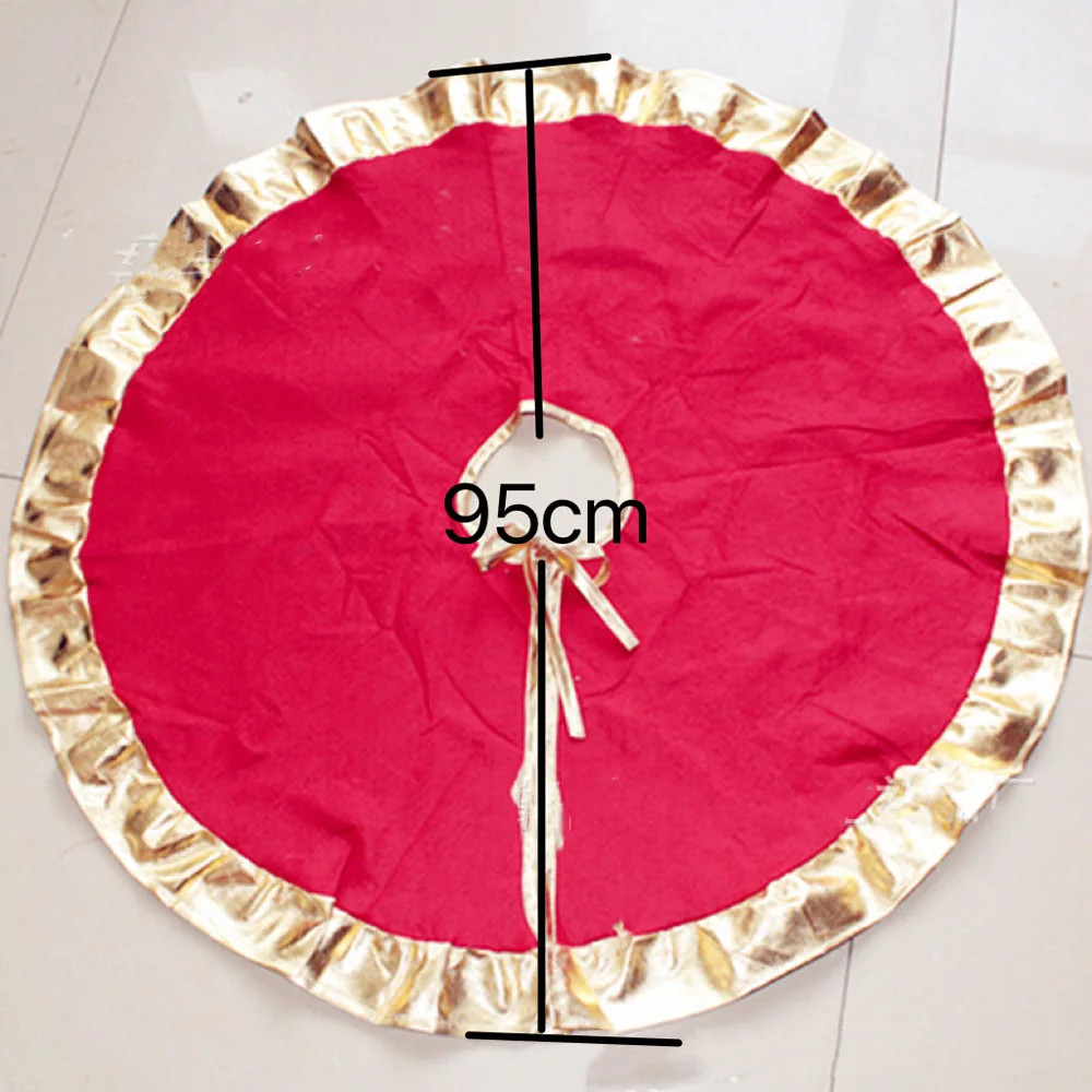 95cm Red color and Golden color edge Christmas Tree Skirt for Christmas Tree Pad bottom decoration