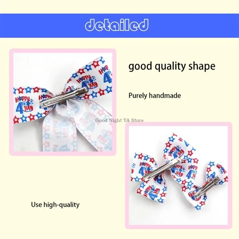

Independence Day Hair Bows Lightweight Breathable Hairpiece For School Daily