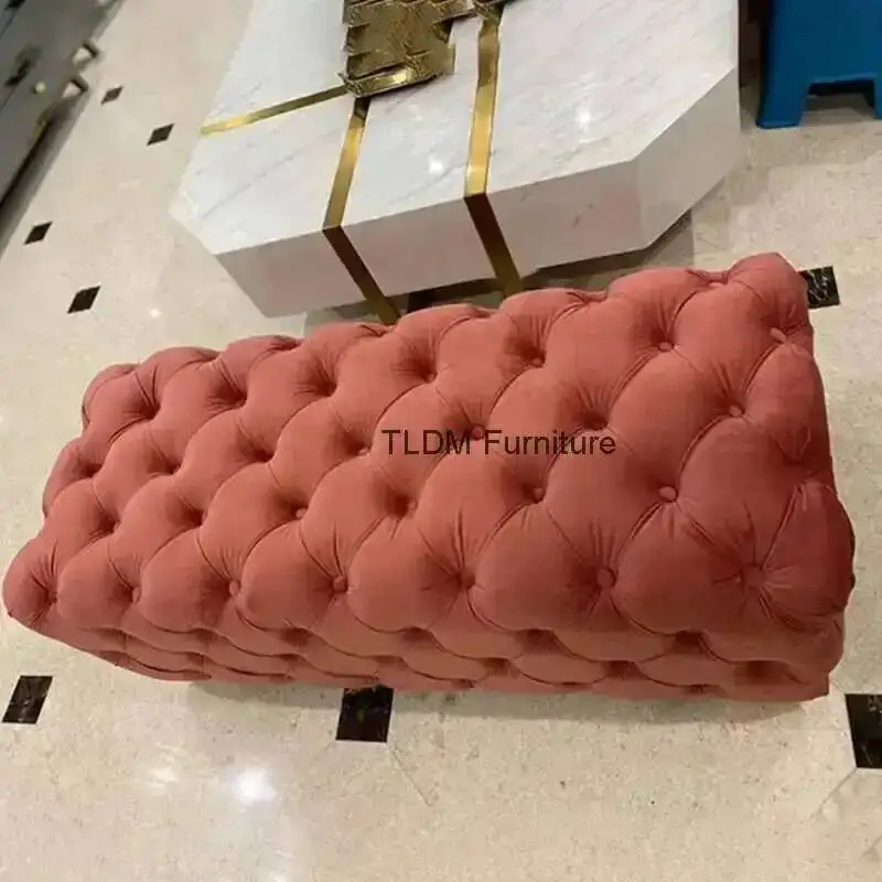 أرائك الترفيه الشمال ضوء غرفة المعيشة الفاخرة أريكة استرخاء سرير أثاث غرفة نوم المنزل الحديثة باب الحذاء البراز أريكة قطيفة م #5