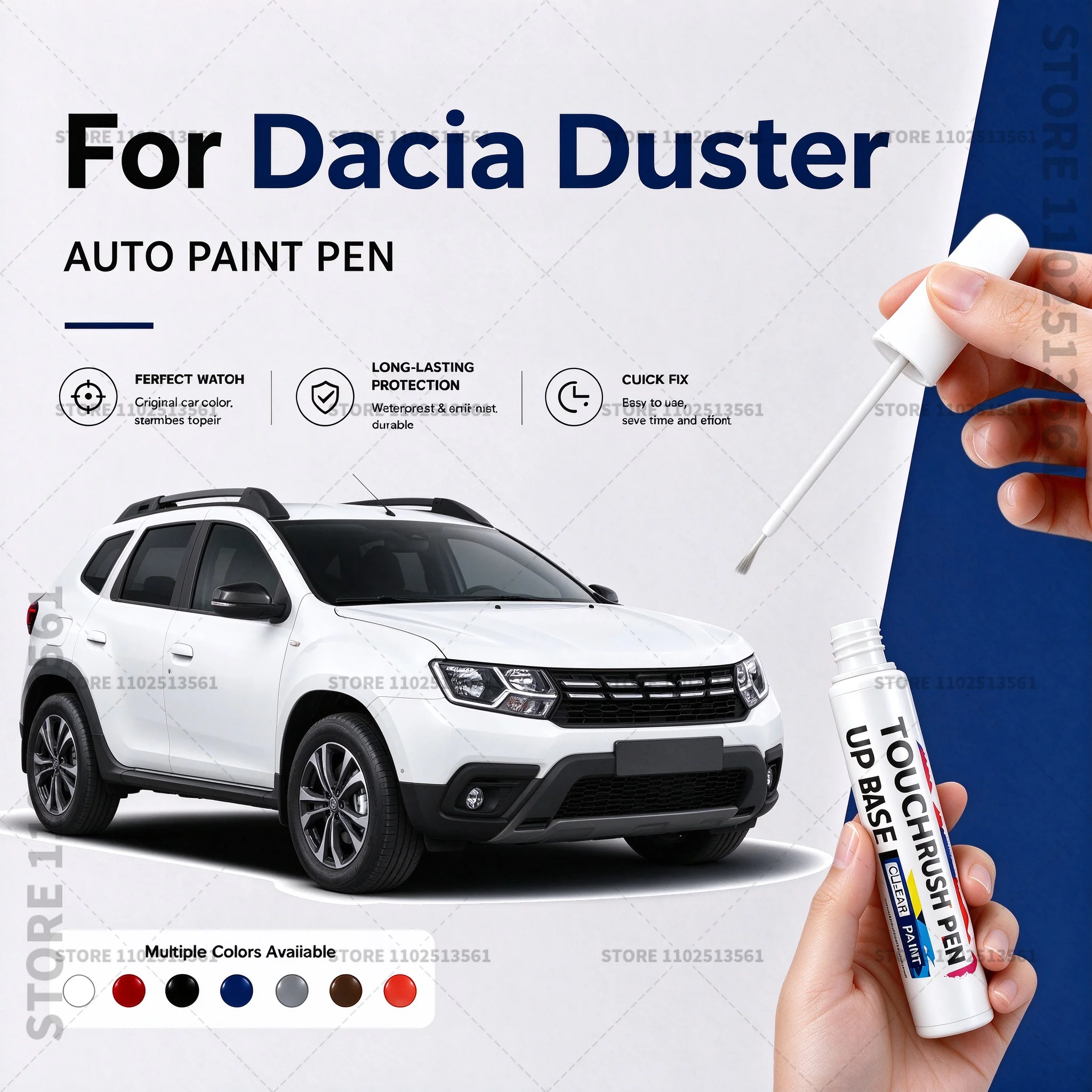 Car Scratch Remover Paint Pen Touch Up Marker for Auto Body Repair Door Bumper Fender Accessories For 2010-2025 Dacia Duster