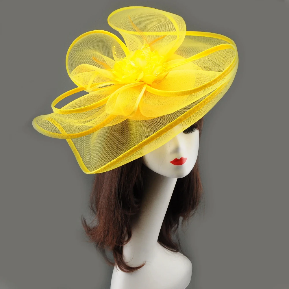 Oversized 3D Mesh Fascinator Hat with Floral & Feather, Bridal Veil Headpiece for Kentucky Derby, Tea Party, Wedding, Cocktail P