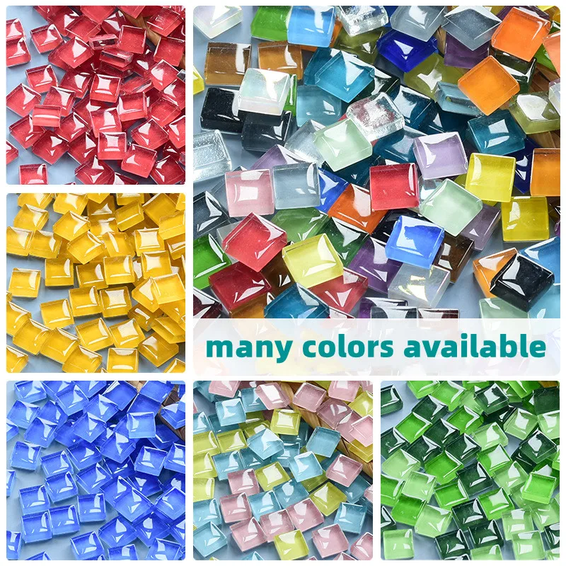 50 sztuk kwadratowych szkła kryształowego kolorowe mozaiki kamienie DIY Handmade akcesoria do kreatywnej dekoracji dla dzieci naklejki
