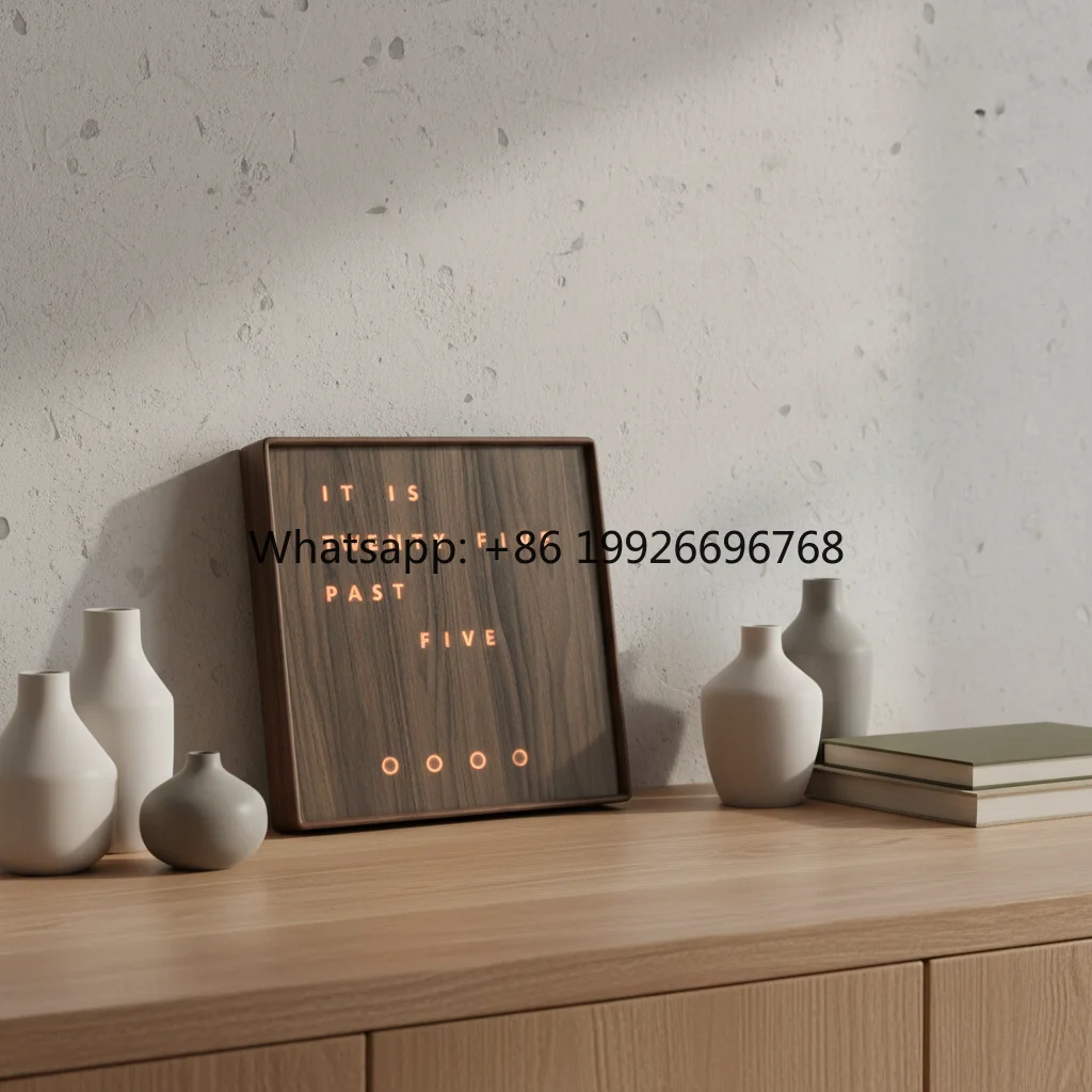 Natural Eco-friendly Wooden LED Electric Word  Wall Light-Up Digital  Display Calendar Battery Powered Living