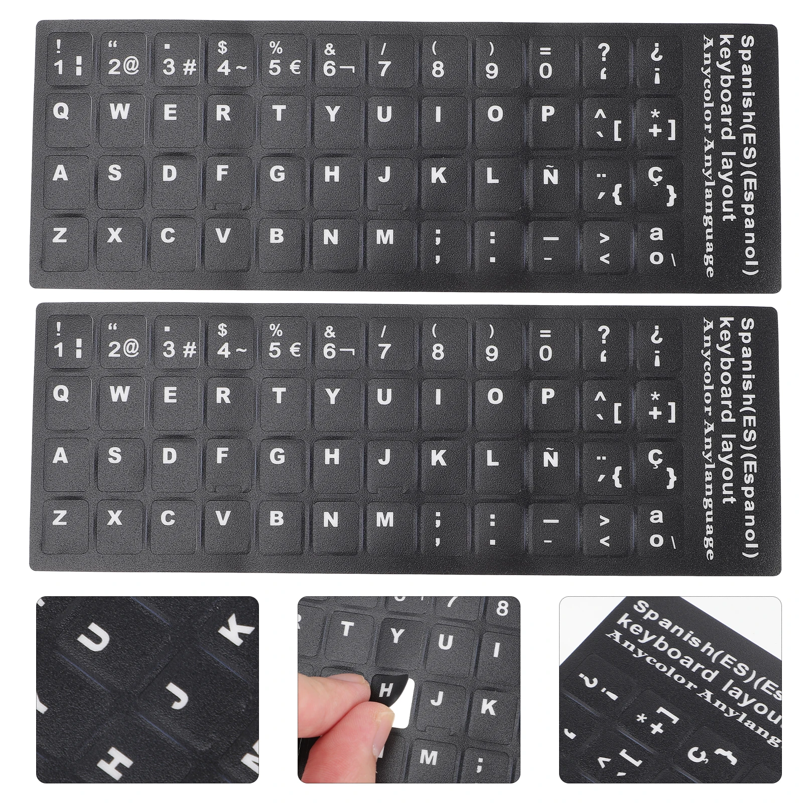 

10 Sheets Keyboard Stickers Spanish Keyboard Letter Decals Easy Apply Remove Stickers Laptop Computer